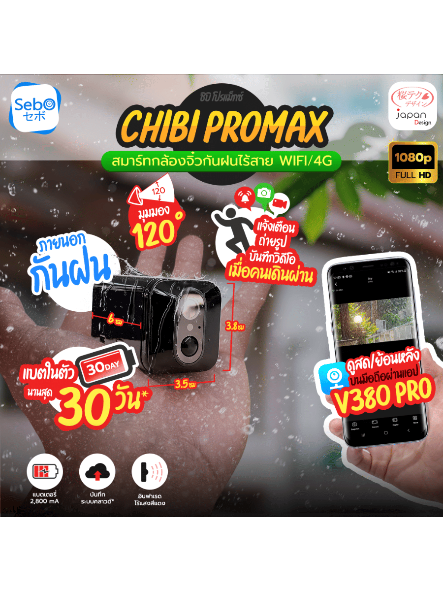 กล้องวงจรปิด ขนาดเล็ก Sebo Chibi Promax 4G  ใส่ซิม4G .ใช้ภายนอก